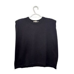 Retrod black sleeveless shoulder padded crop top size M